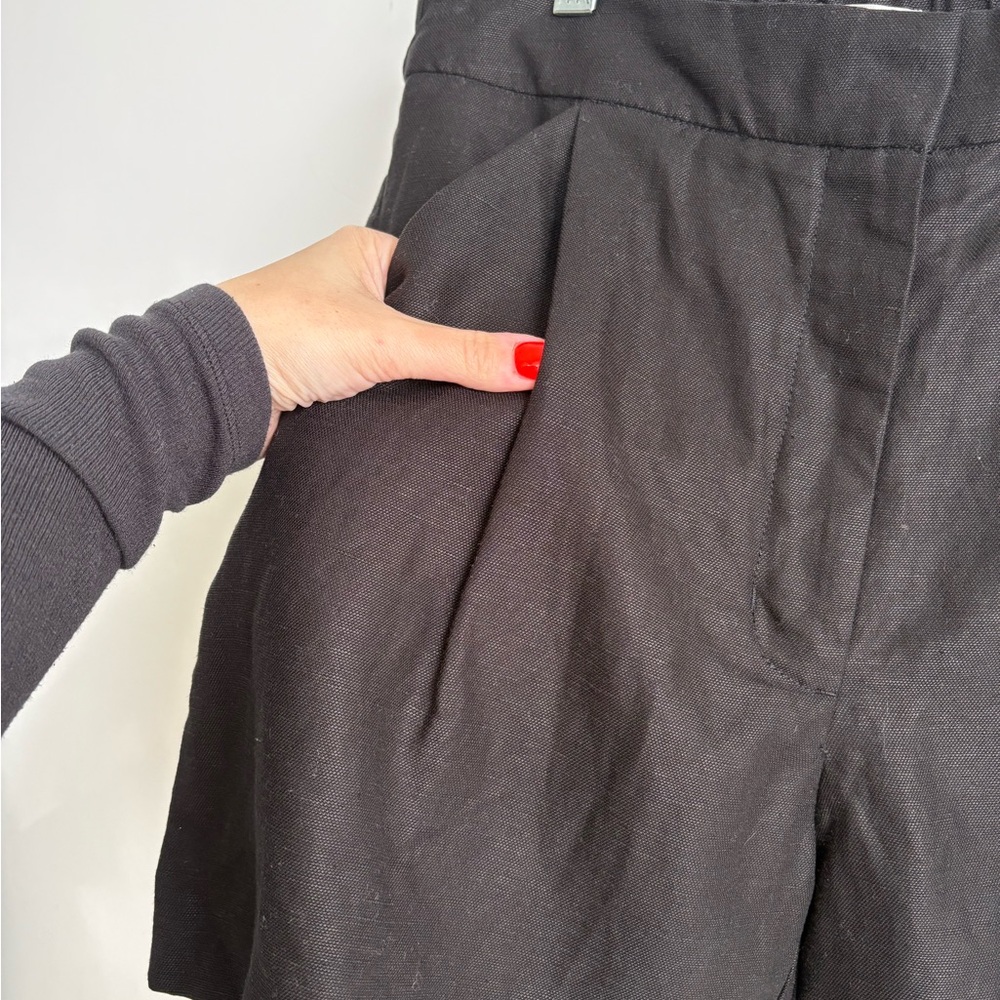 Wilfred Fable Linen TENCEL Shorts Black Pleated Elastic Waist Size 8 - Picture 11 of 13
